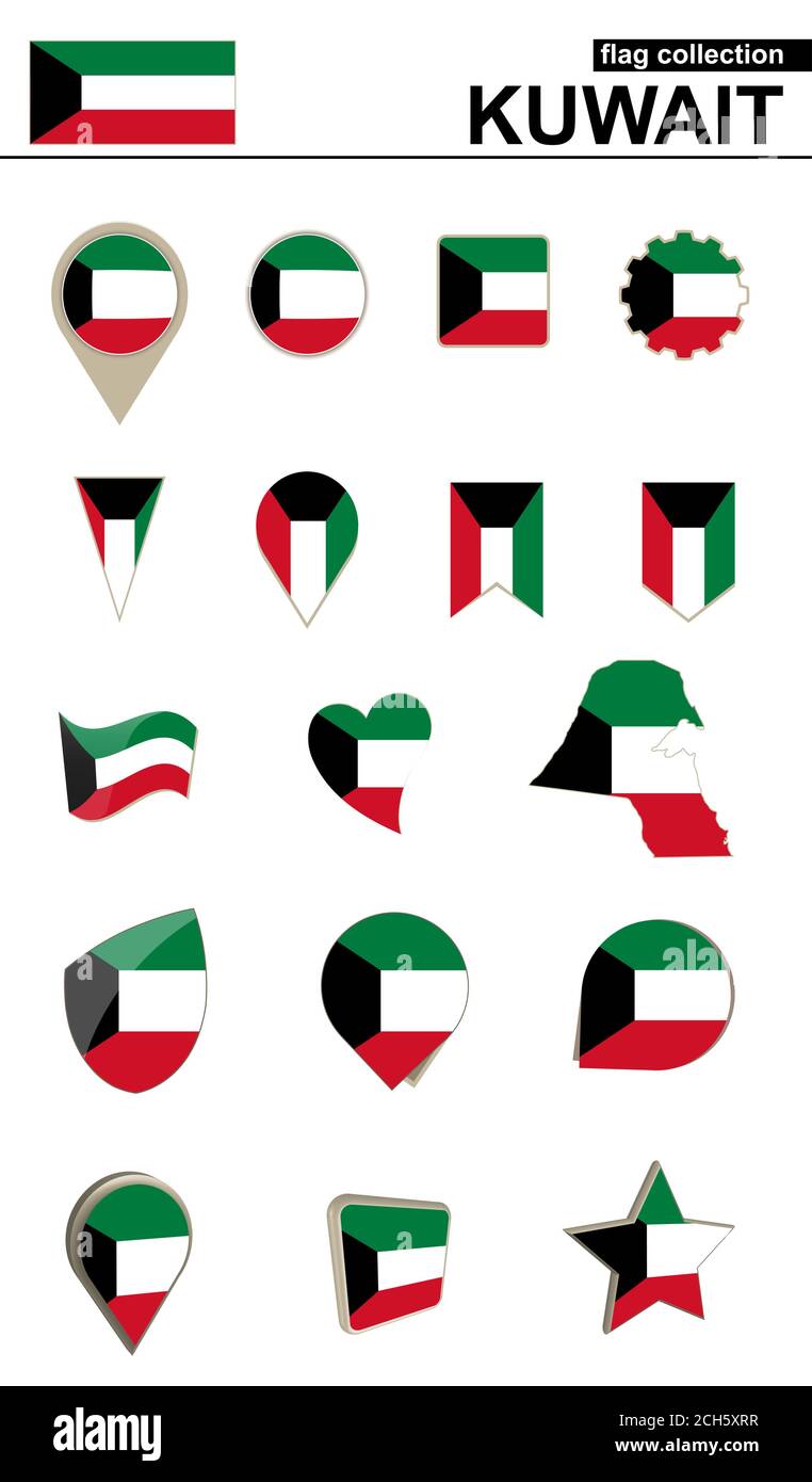Kuwait Flag Collection. Big set for design. Vector Illustration Stock ...