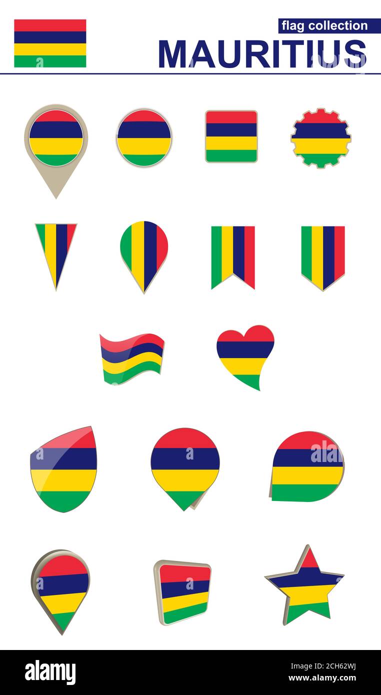 Mauritius Flag Collection. Big set for design. Vector Illustration. Stock Vector