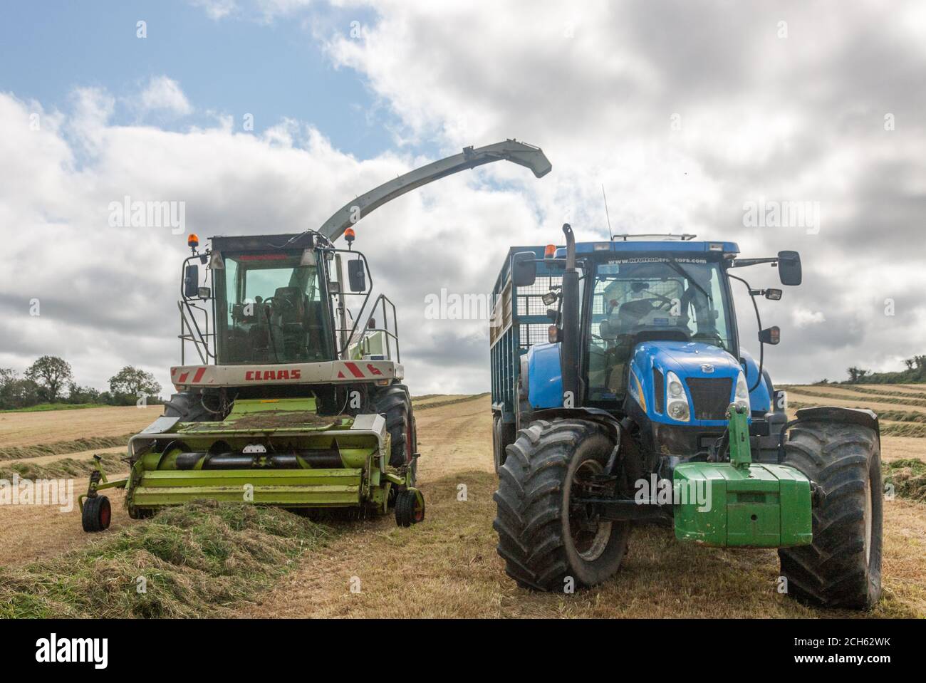 Carrigaline, Cork, Ireland. 13th September, 2020. Farm contractor Brendan Marshall collecting silage from the land of a local farmer outside Carrigaline, Co. Cork, Ireland. -Credit; David Creedon / Alamy Live News Stock Photo