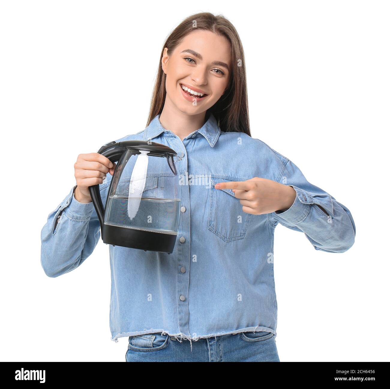 Young Woman With Electric Kettle On White Background Stock Photo Alamy young-woman-with-electric-kettle-on-white-background-stock-photo-alamy