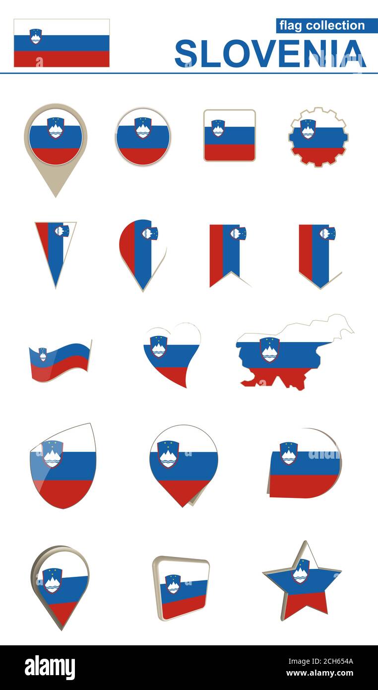 Slovenia Flag Collection. Big set for design. Vector Illustration Stock ...