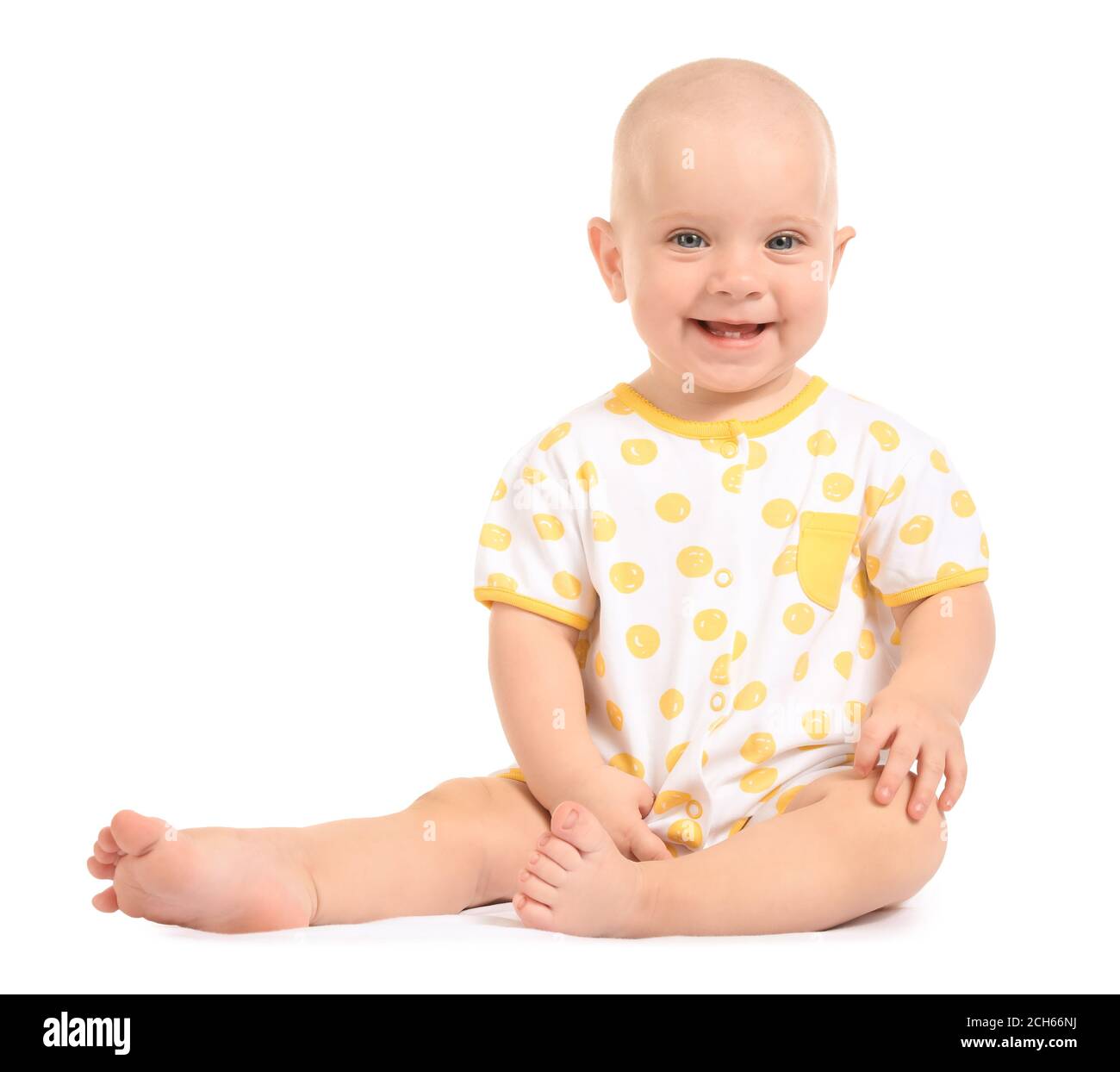 Portrait of cute little baby on white background Stock Photo - Alamy