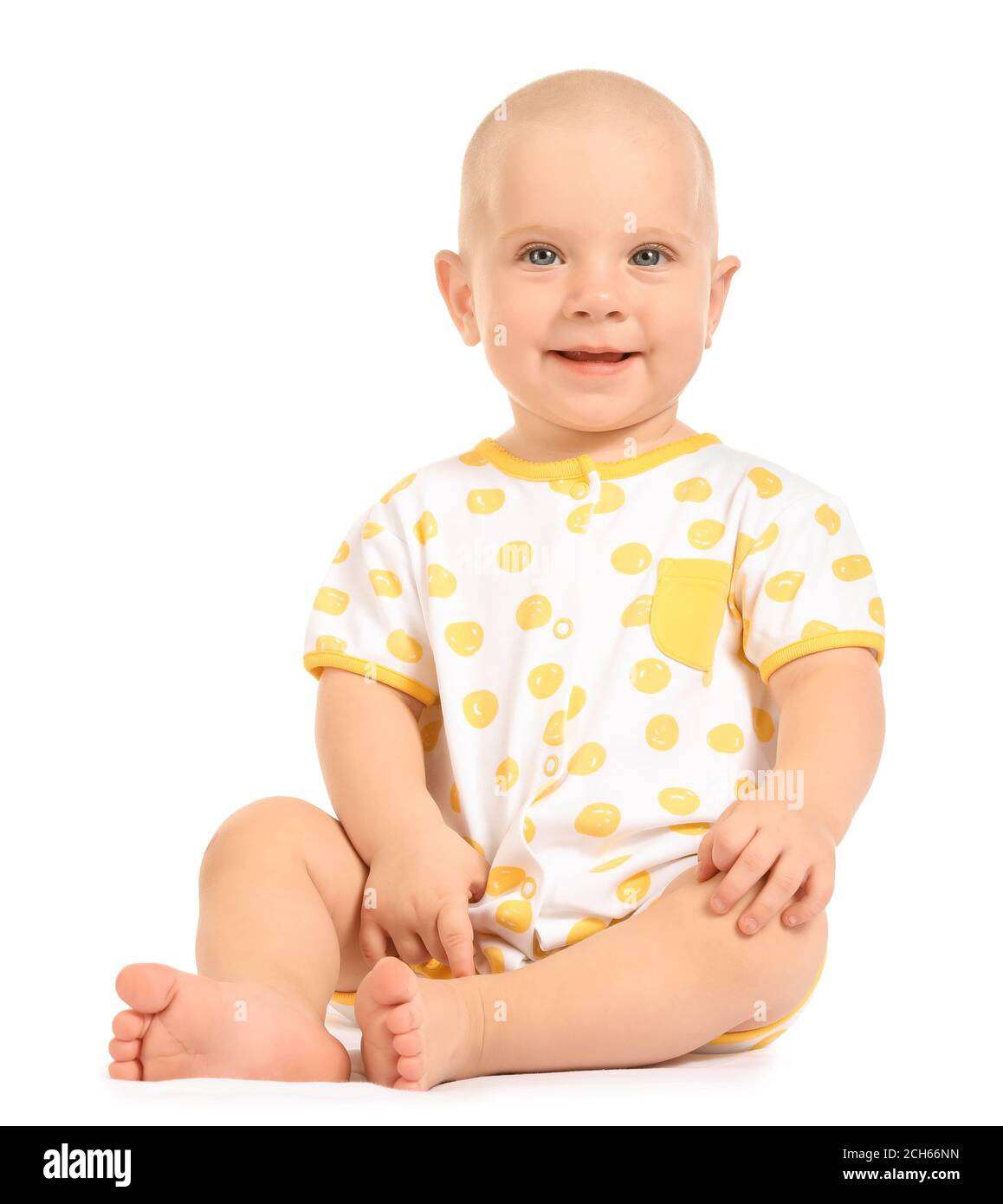 Portrait of cute little baby on white background Stock Photo - Alamy