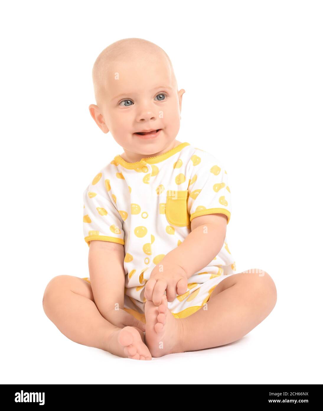 Portrait of cute little baby on white background Stock Photo - Alamy