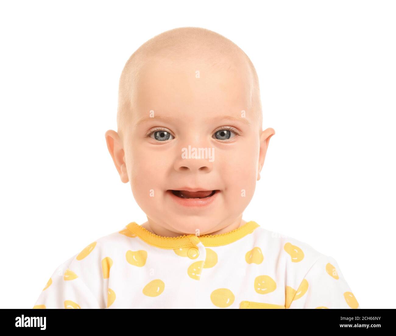 Portrait of cute little baby on white background Stock Photo - Alamy