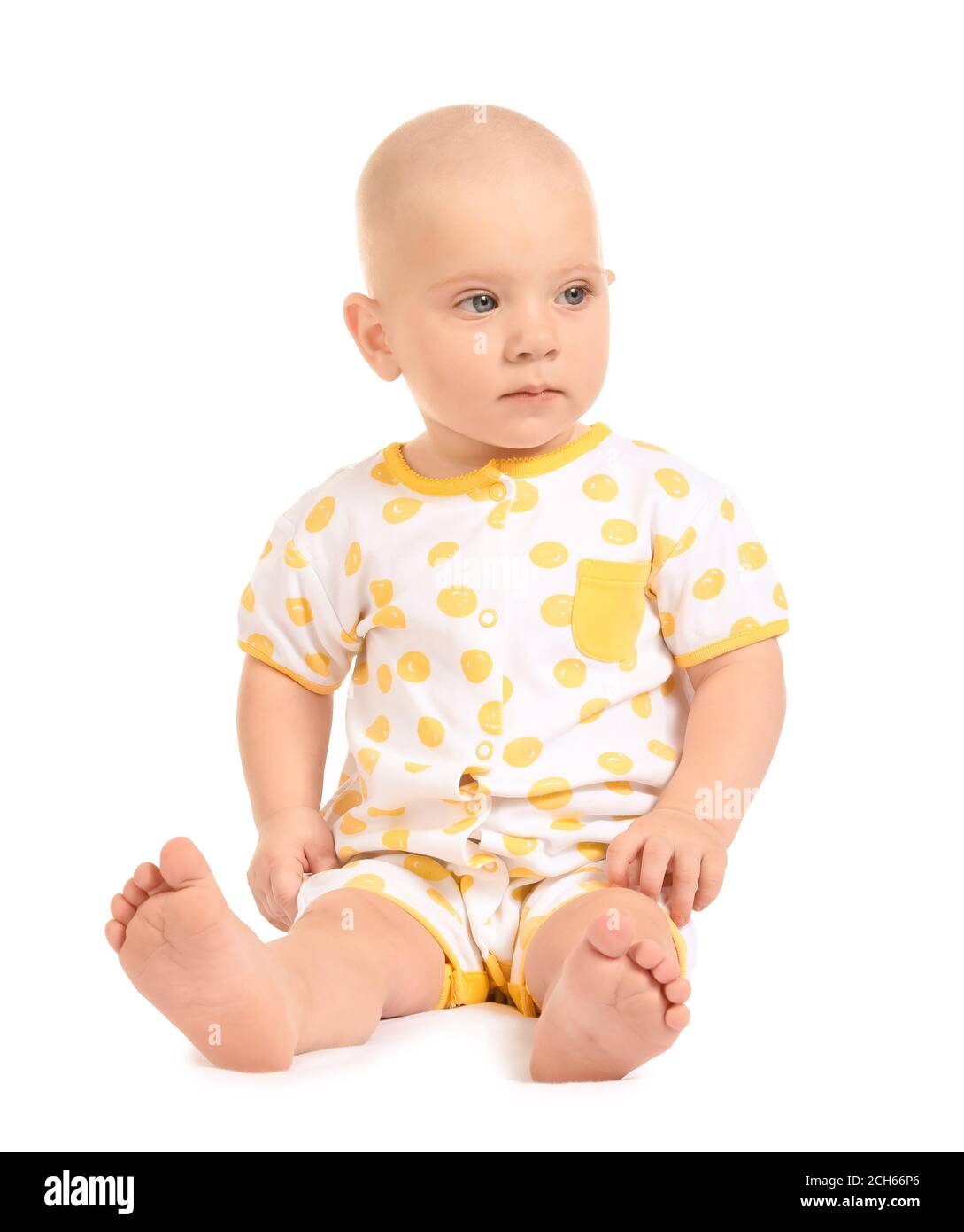 Portrait of cute little baby on white background Stock Photo - Alamy
