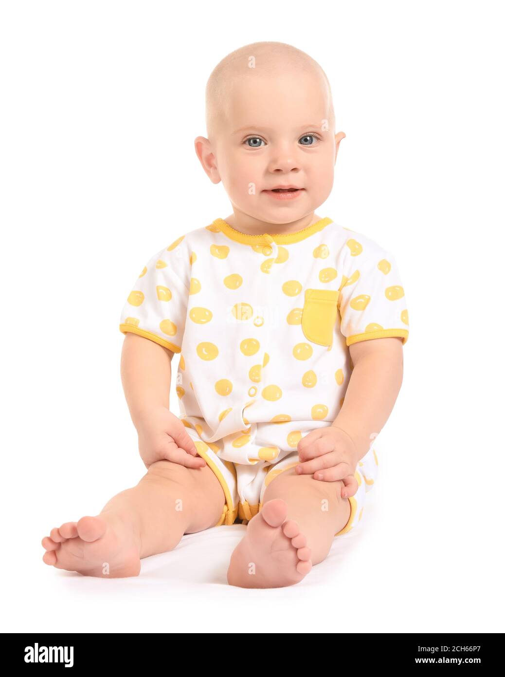 Portrait of cute little baby on white background Stock Photo - Alamy