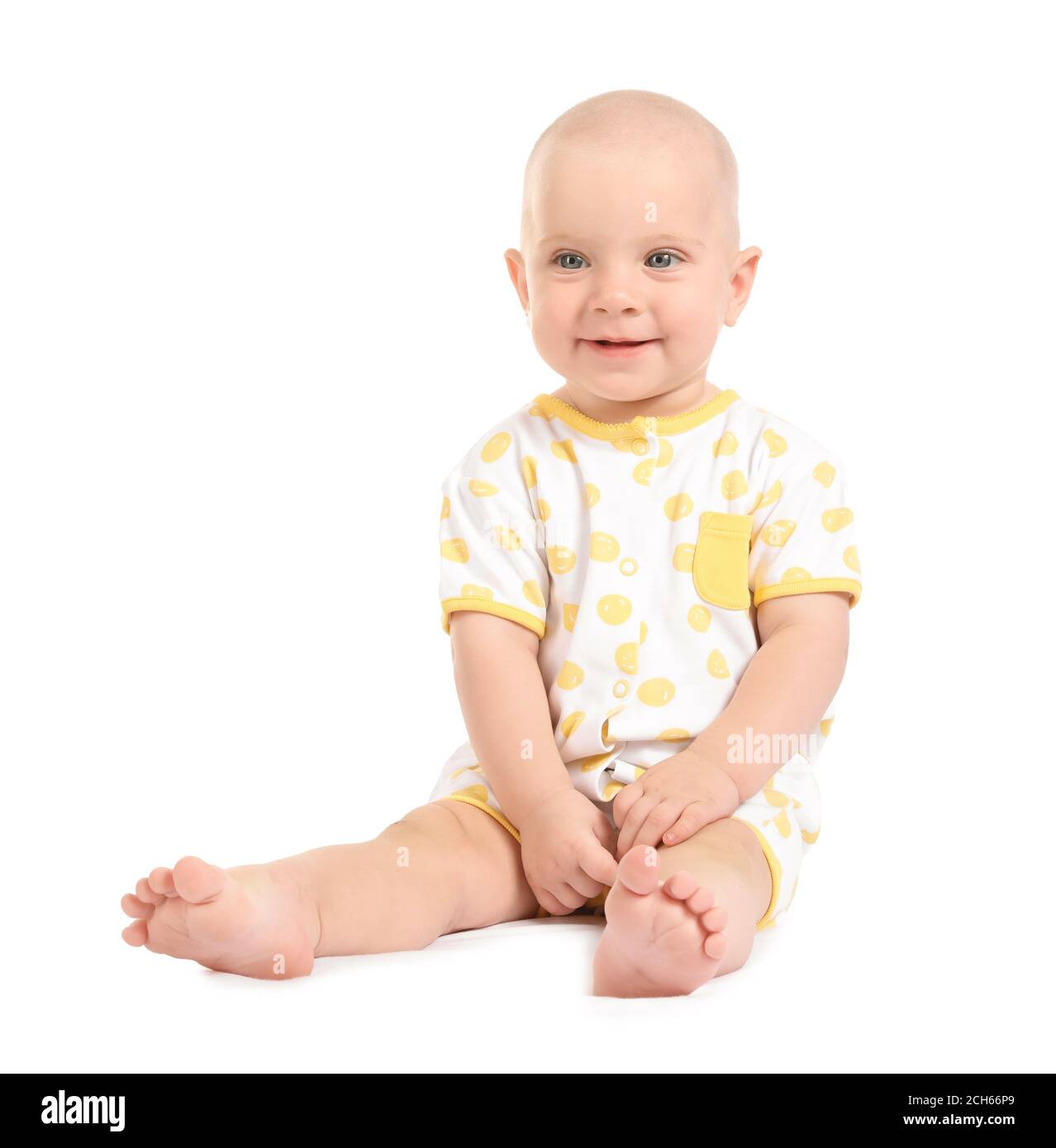 Portrait of cute little baby on white background Stock Photo - Alamy