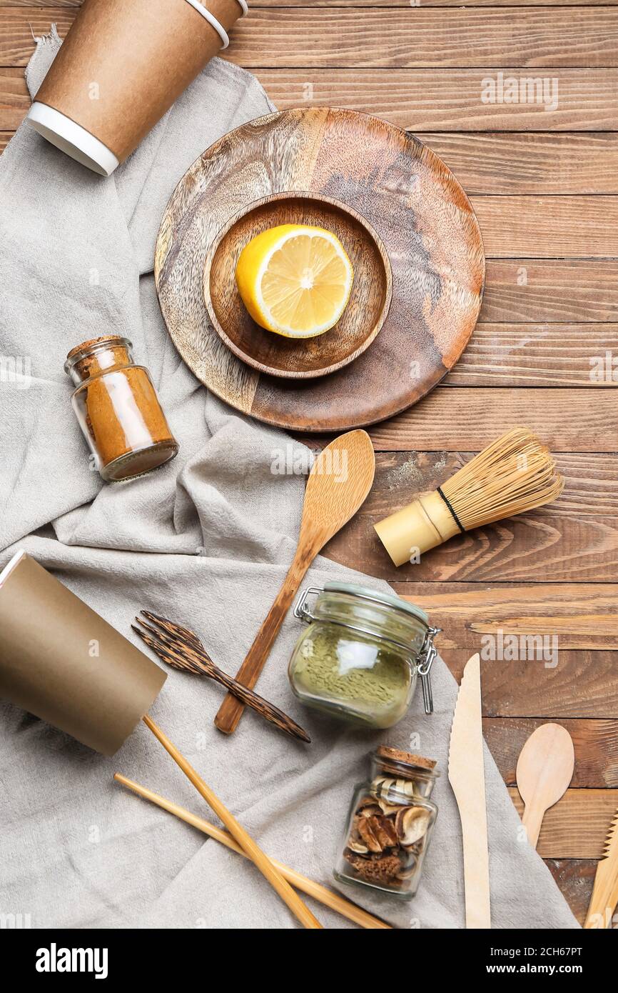 Eco friendly utensils composition hi-res stock photography and images ...