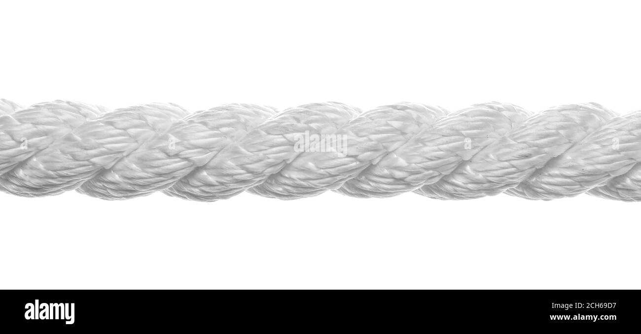 Long rope on white background Stock Photo - Alamy