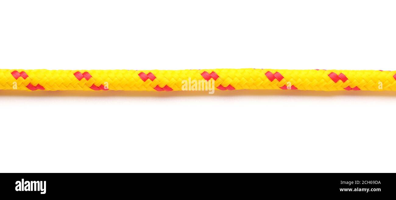 Long rope on white background Stock Photo - Alamy