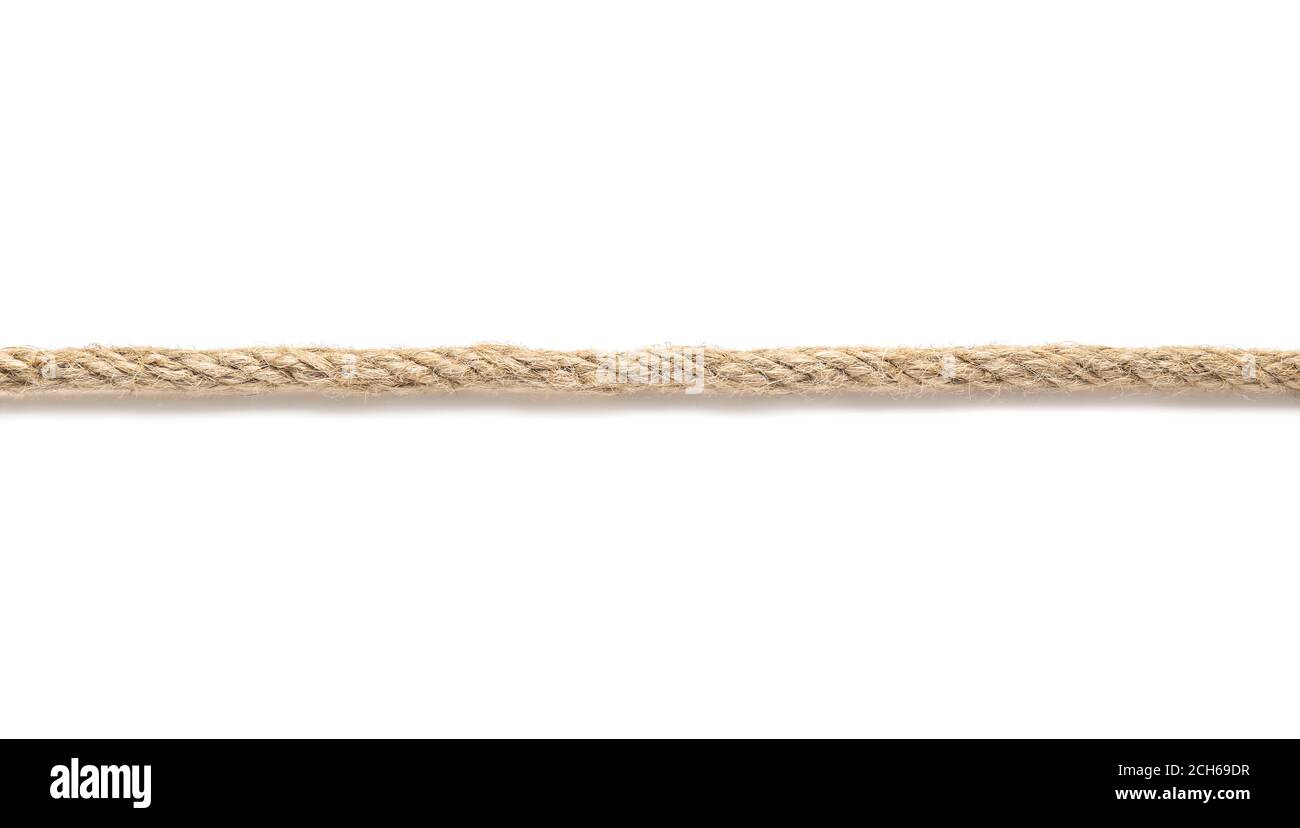 Long rope on white background Stock Photo - Alamy