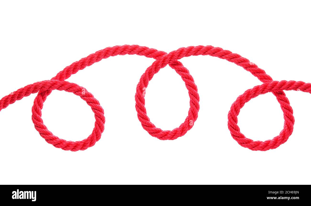 Long rope on white background Stock Photo Alamy