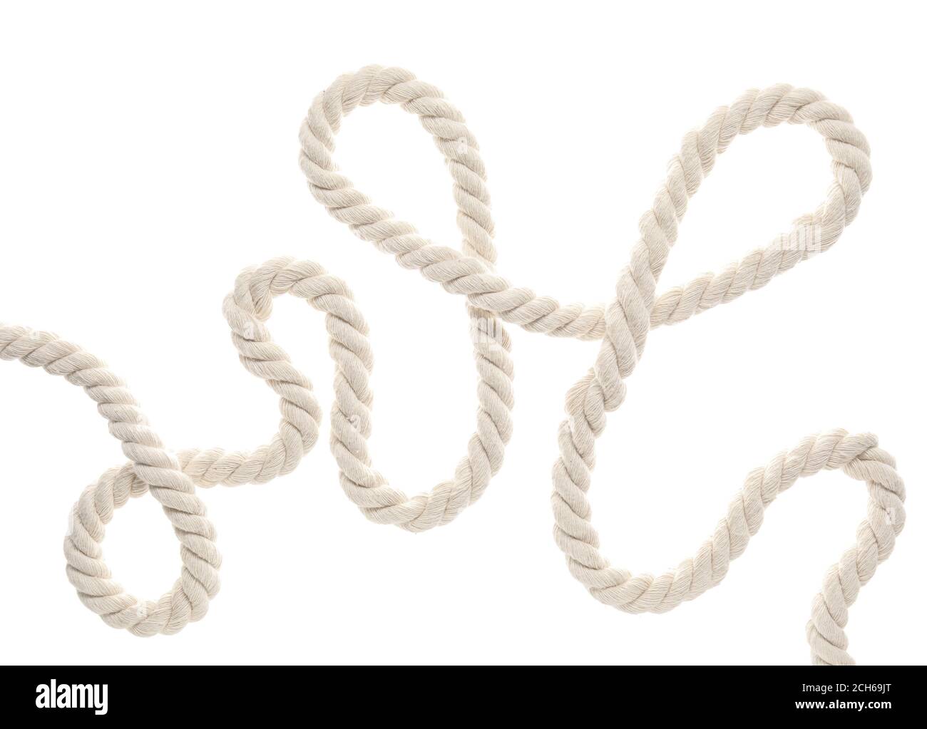 Long rope on white background Stock Photo - Alamy
