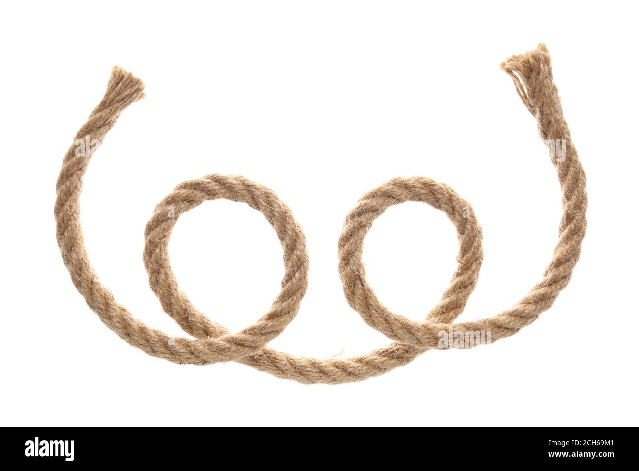 Long rope on white background Stock Photo - Alamy