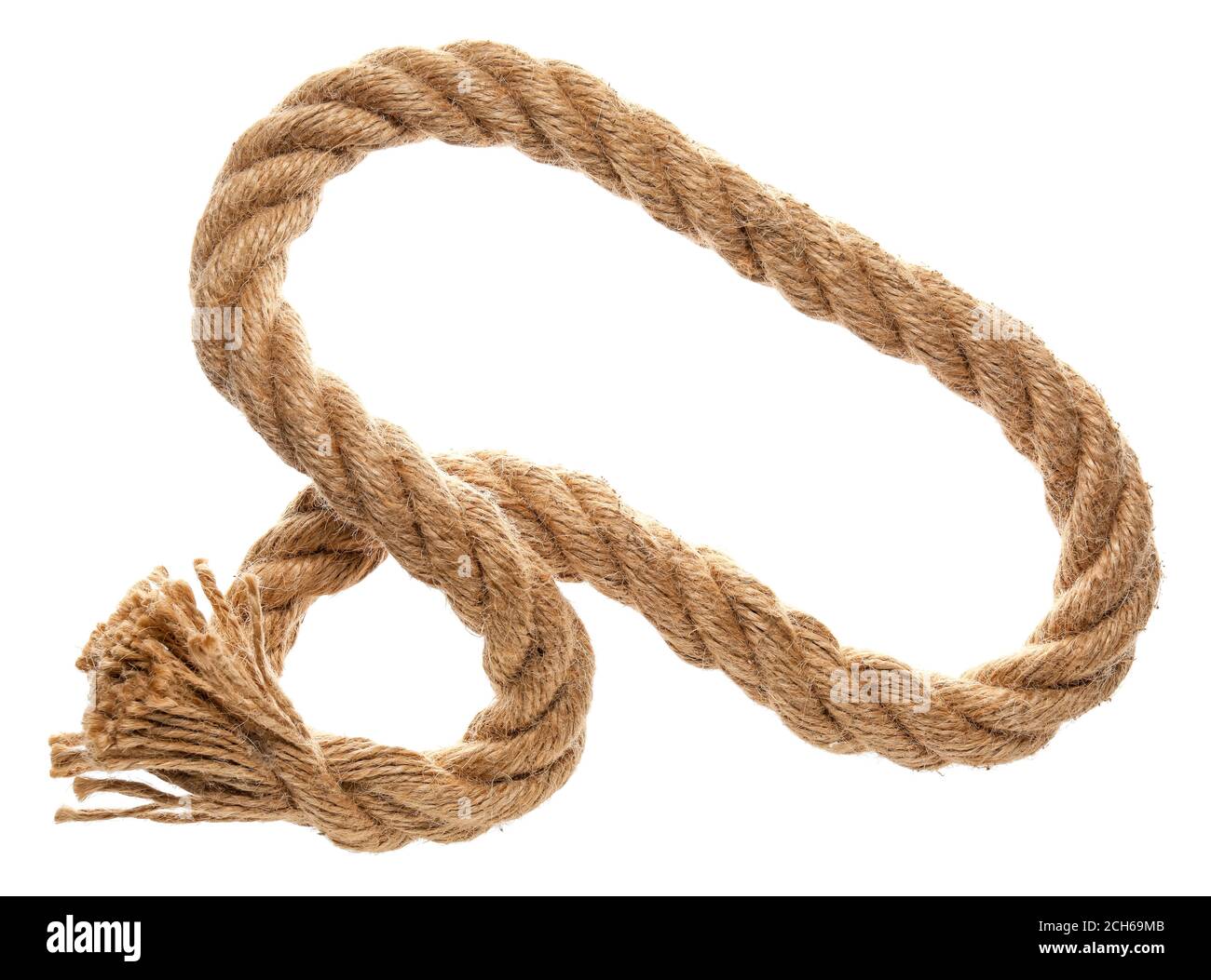 Long rope on white background Stock Photo - Alamy