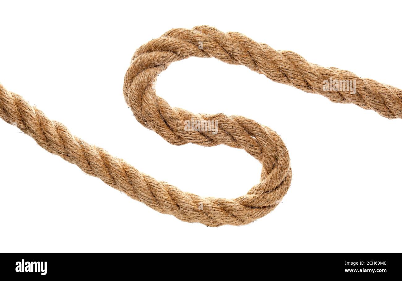Long rope on white background Stock Photo - Alamy