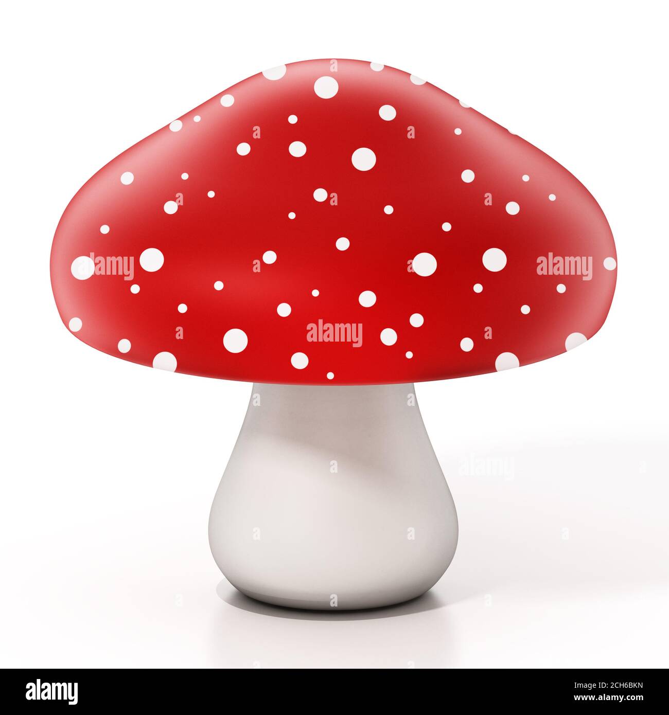 Red and white wild mushroom isolated on white background. 3D illustration. Stock Photo
