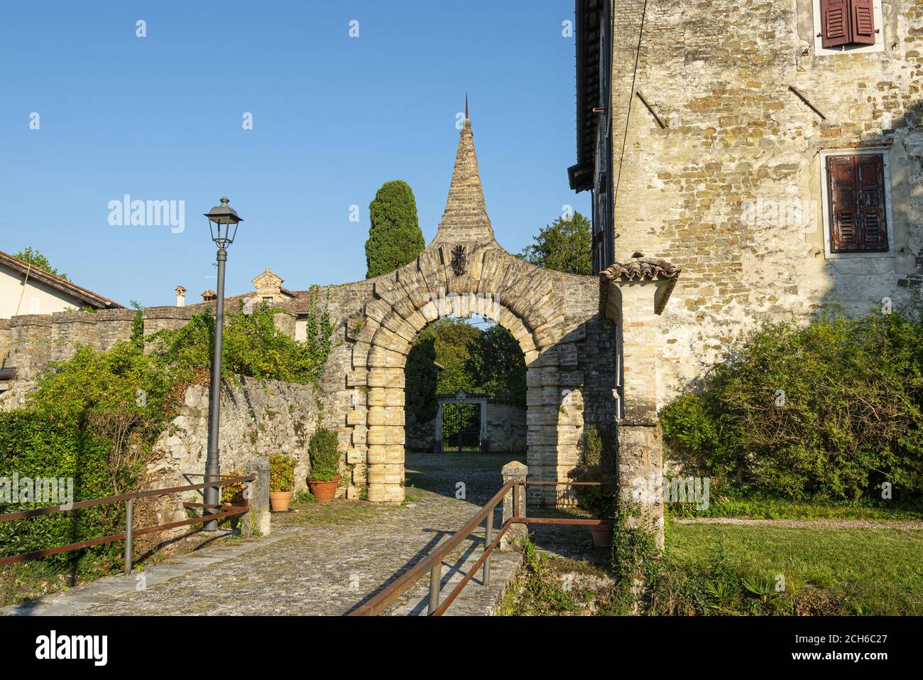 Strassoldo, Italy. September 11, 2020. ancient entrance gate to the ...