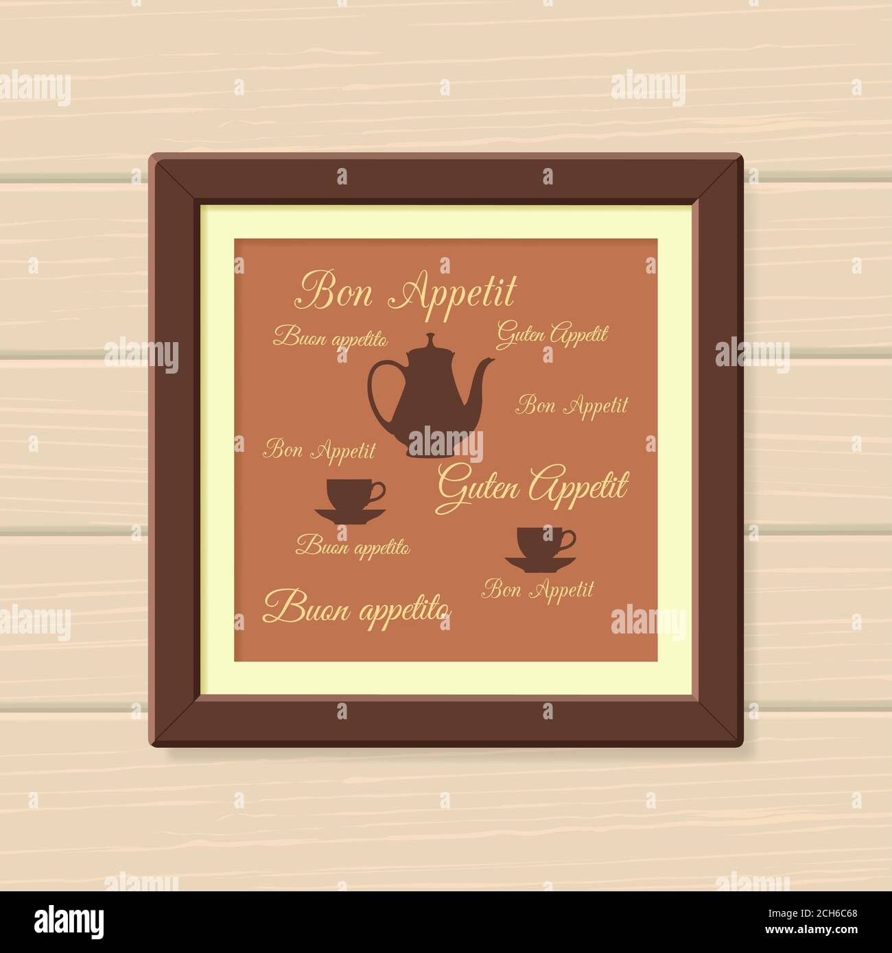 Kitchen Decor Wall Art Coffee Pot And Cups Bon Appetit Digital Printable Poster Vector Illustration Stock Photo Alamy