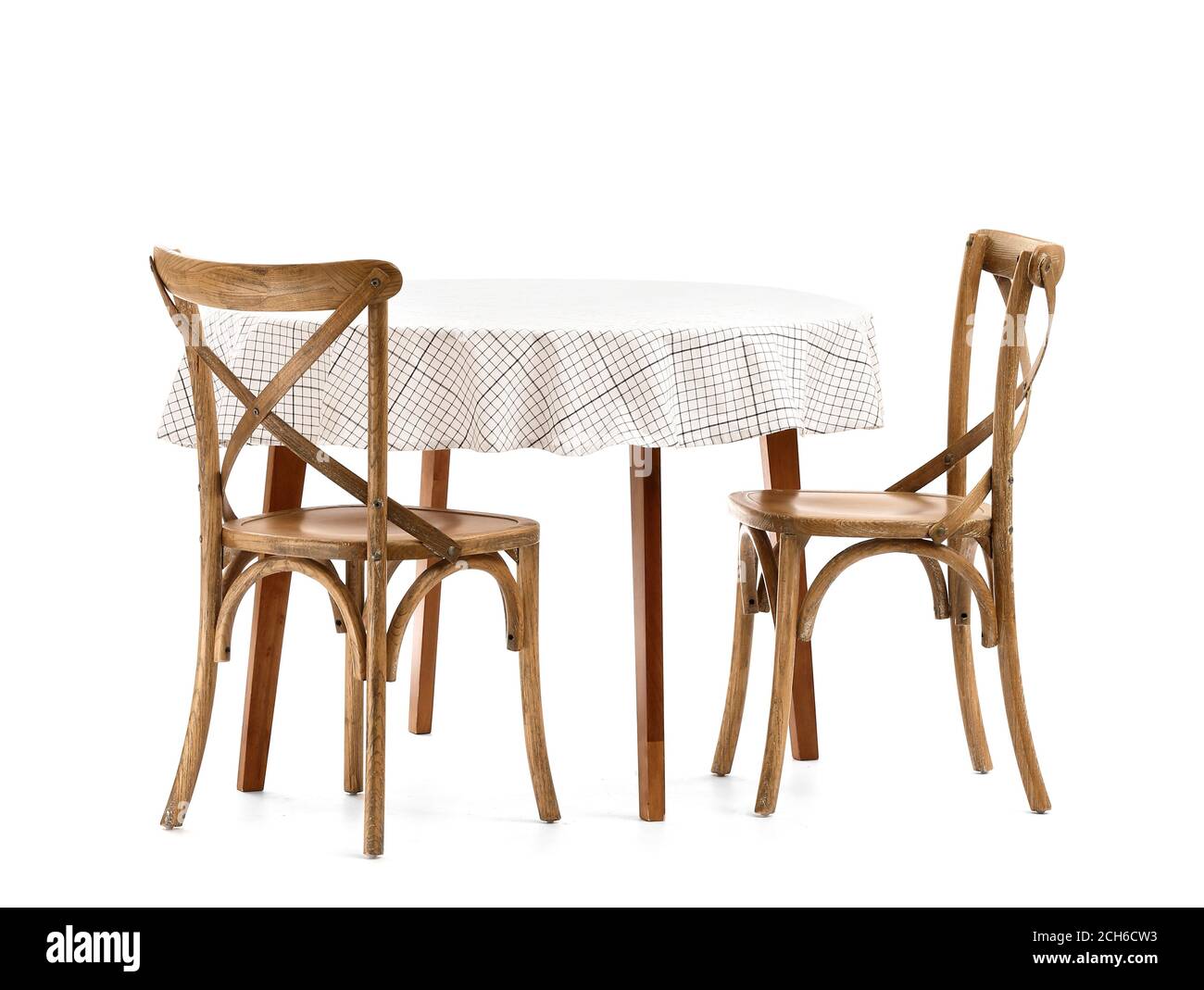 Table and chairs on white background Stock Photo - Alamy