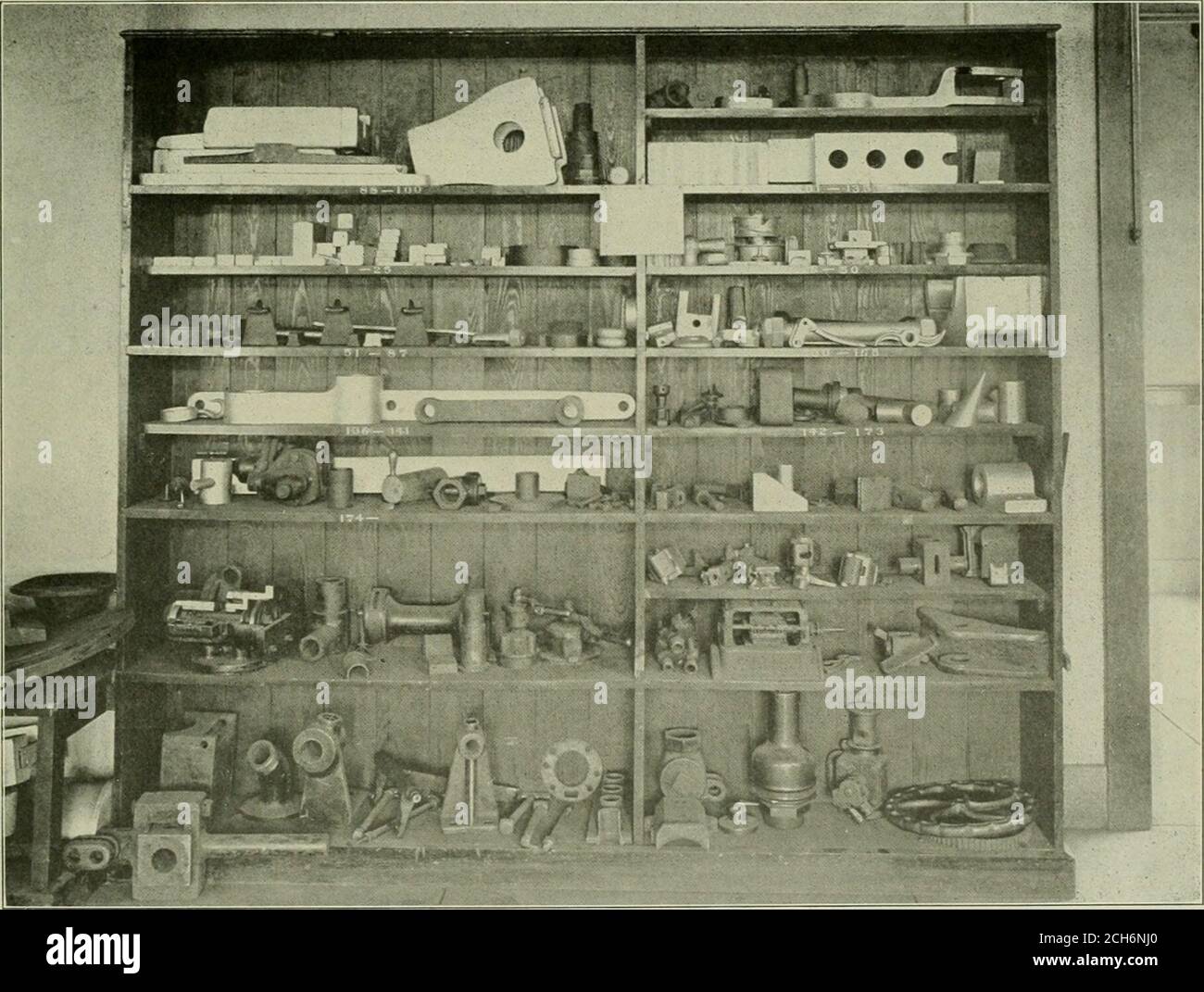 . American engineer . ains to him to accompany him with the foreman to the shop superintend-ents office, and to iMing with him a few of the finishedpacking rings. After examining the rings carefully and findingthem slightly defective, the shop superintendent questioned theforeman and also the boy, and found tliat while both of themthought the rings were good enough, a bench hand who fittedthem in the piston head was expected to square them up witha file, which took considerable time and should have been un-necessary. The lathe was equipped with proper chucks, toolsand jigs, but the finished pa Stock Photo