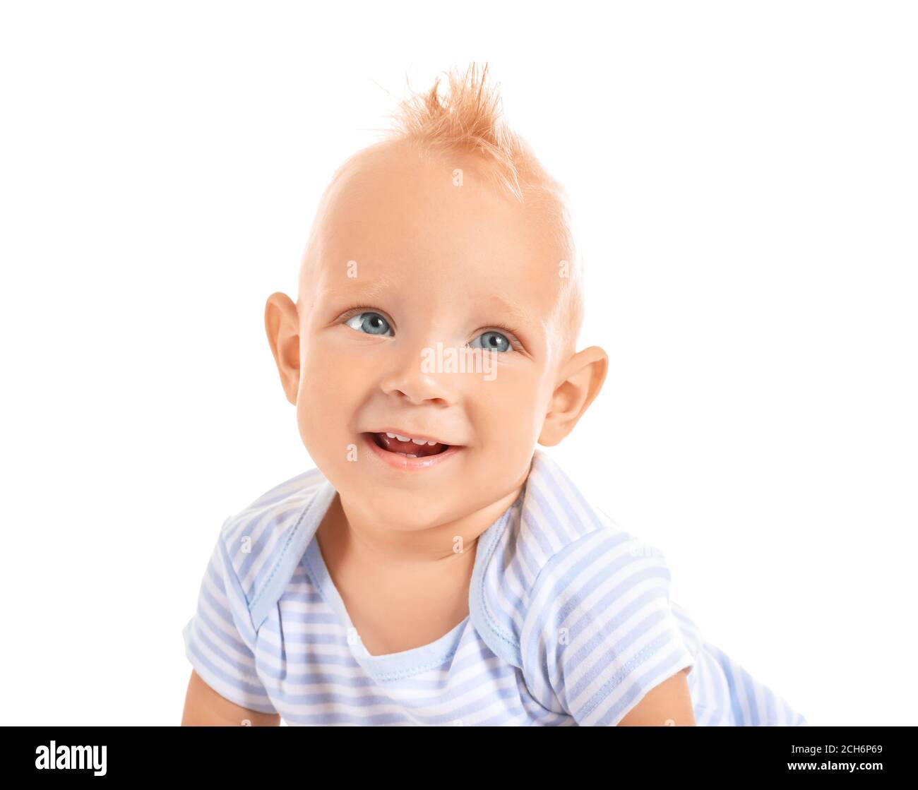 Portrait of cute little baby on white background Stock Photo - Alamy