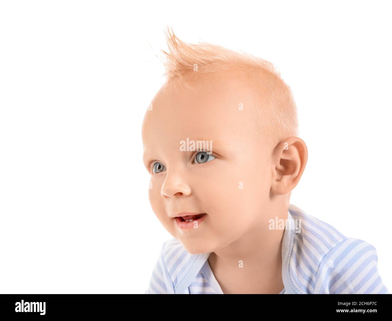Portrait of cute little baby on white background Stock Photo - Alamy