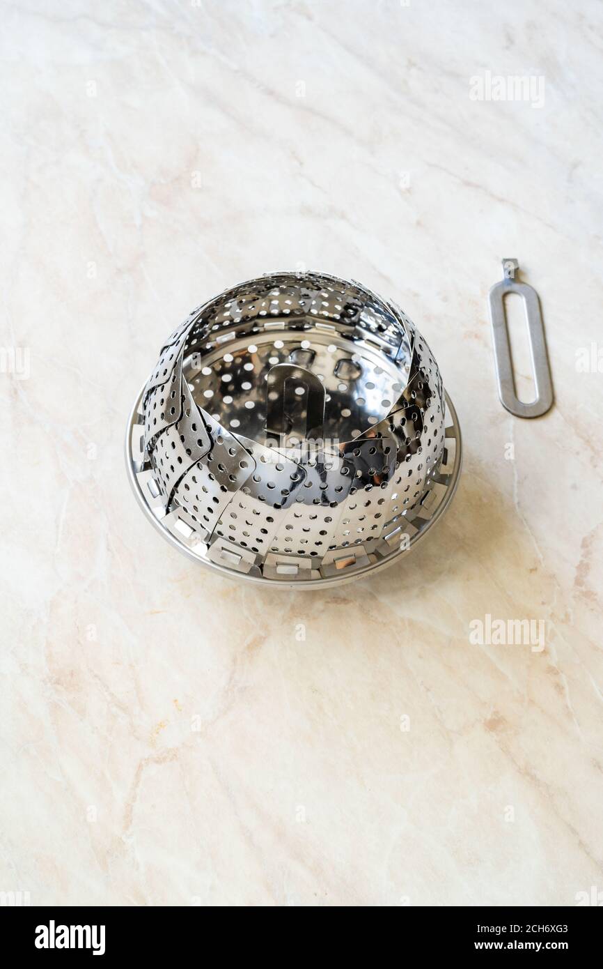 Metal Steamer Basket Kitchen Utensil. Ready to Use Stock Photo Alamy
