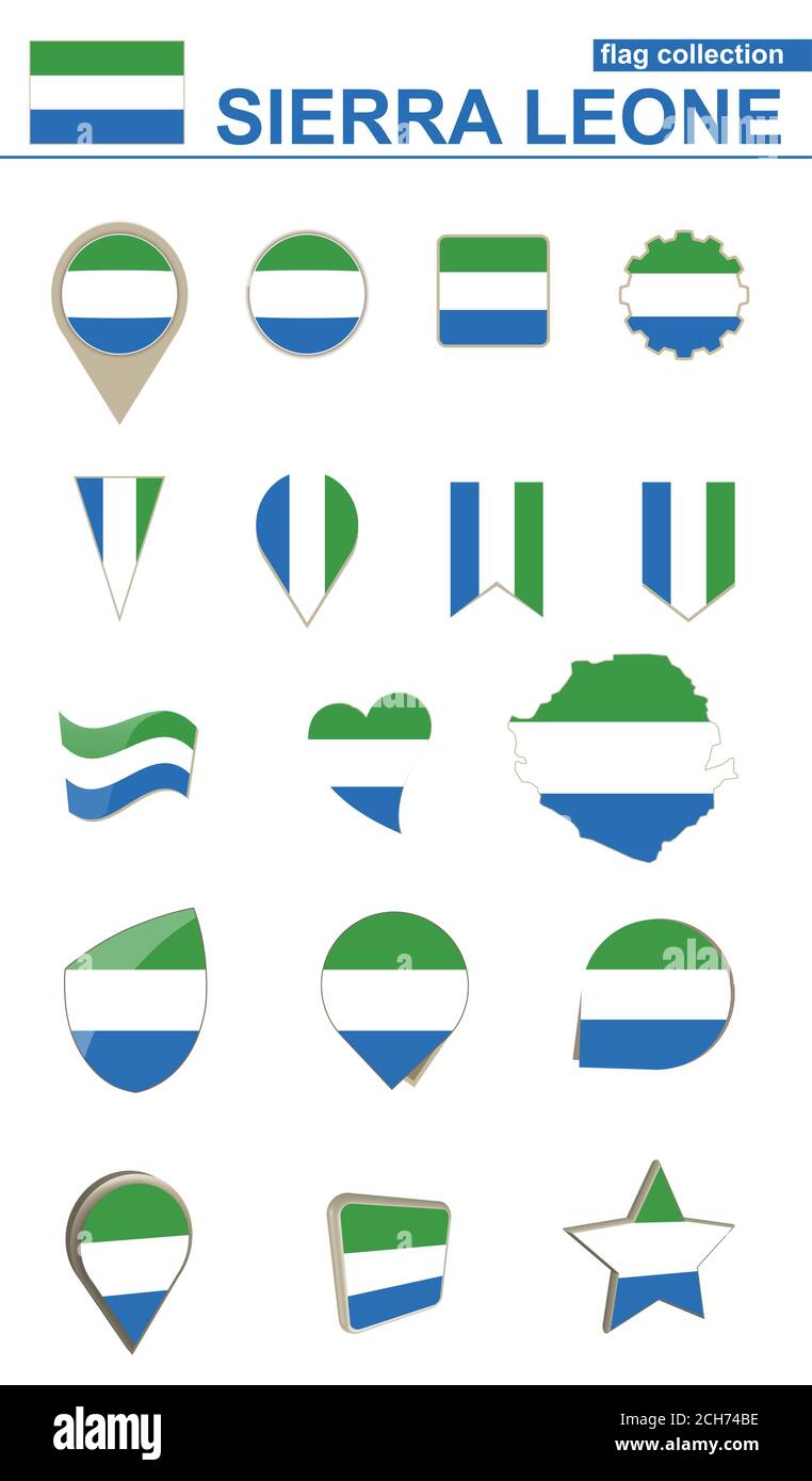 Sierra Leone Flag Collection. Big set for design. Vector Illustration ...