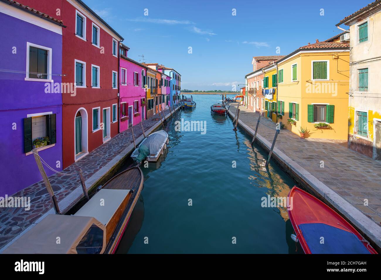 The colourful houses of Burano, Italy Stock Photo