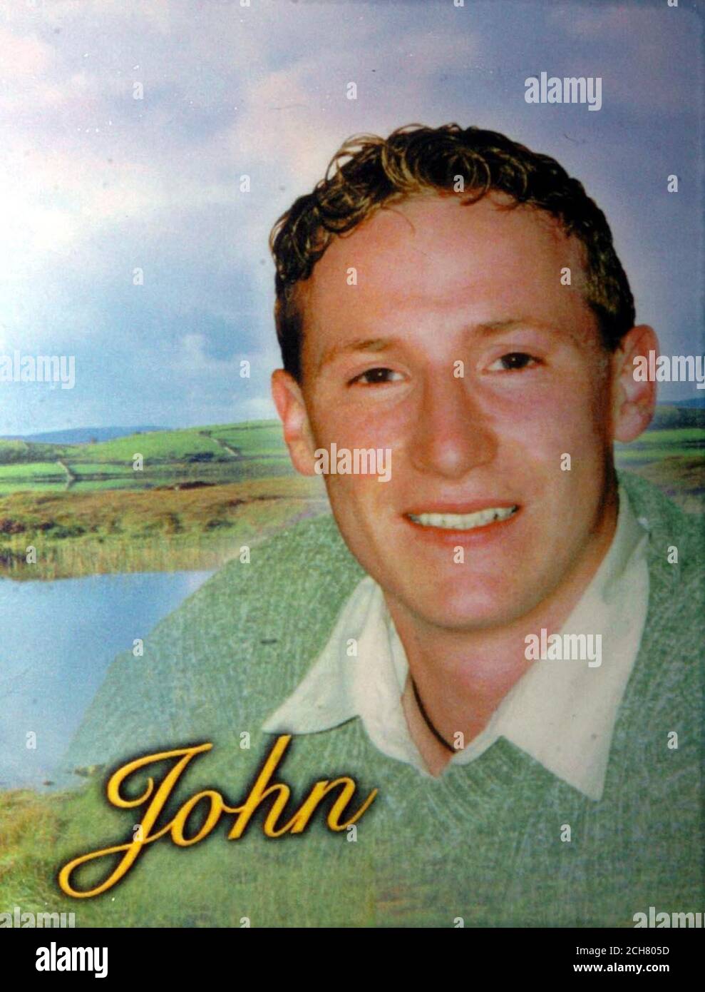 Undated collect photo of a memorial card showing a photo of John Hanrahan, who was found to have died accidentally at Dublin Coroners Court after he lost control of the racing-kart he was driving at Mondello Park racetrack last year, on May 25, during a practice lap at a race-meet. Stock Photo