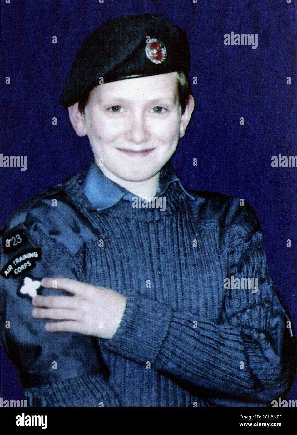 Undated family collect image of Shaun Noonan, 14, who was found hanged with his school tie after he fell victim to a campaign of bullying including a 'happy slapping' incident, an inquest heard, Friday September 2 2005. Shaun Noonan, 14, was headbutted, thrown into a ditch, stamped on, chased and had an earring pulled out by thugs at Sutton High School in Ellesmere Port, Cheshire. His parents, ex-soldier Gary and care assistant Diane, spoke to the school several times and asked for Shaun to be moved to a different school, in which he had more friends. See PA Story INQUEST Happyslap. PRESS ASSO Stock Photo