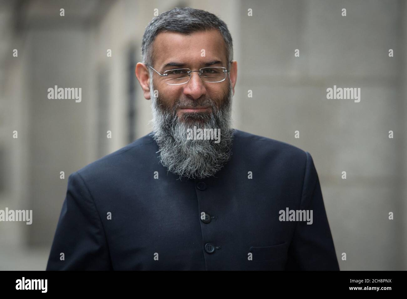 Anjem Choudary arrives at the Old Bailey in London for a hearing Stock ...