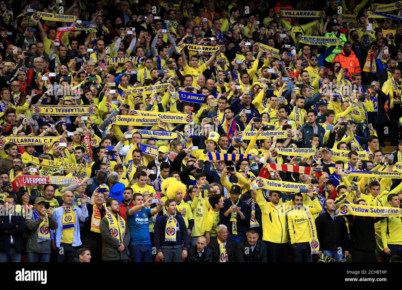 Villarreal fans in the stands Stock Photo - Alamy