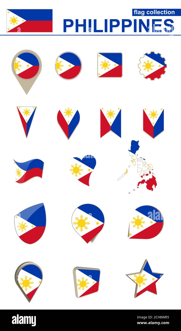 Philippines Flag Collection Big Set For Design Vector Illustration Stock Vector Image Art Alamy