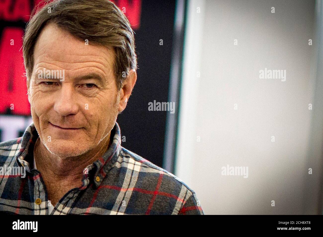 Actor Bryan Cranston poses during a photocall for his new Broadway play  'All the Way' at a Manhattan studio in New York January 22, 2014. After five acclaimed seasons and multiple Emmys for playing a meth-making chemistry teacher on television's 'Breaking Bad,' Cranston is stepping into the shoes of President Lyndon B. Johnson for his Broadway debut in 'All the Way.' The play, which begins previews on February 10 and opens at The Neil Simon Theatre on March 6, chronicles the first year of Johnson's presidency after he was catapulted into the White House following the assassination of John F.  Stock Photo