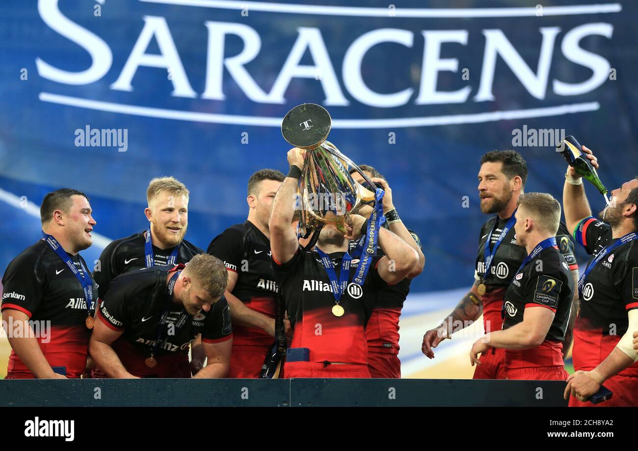 Saracens Players Celebrate Winning The European Champions Cup Trophy During The European Rugby Champions Cup Final At The Parc Olympique Lyonnais Lyon Press Associaion Photo Picture Date Saturday May 14 16 See Saracens Players Celebrate Winning The European Champions Cup Trophy During The European Rugby Champions Cup Final At The Parc Olympique Lyonnais Lyon Press Associaion Photo Picture Date Saturday May 14 16 See
