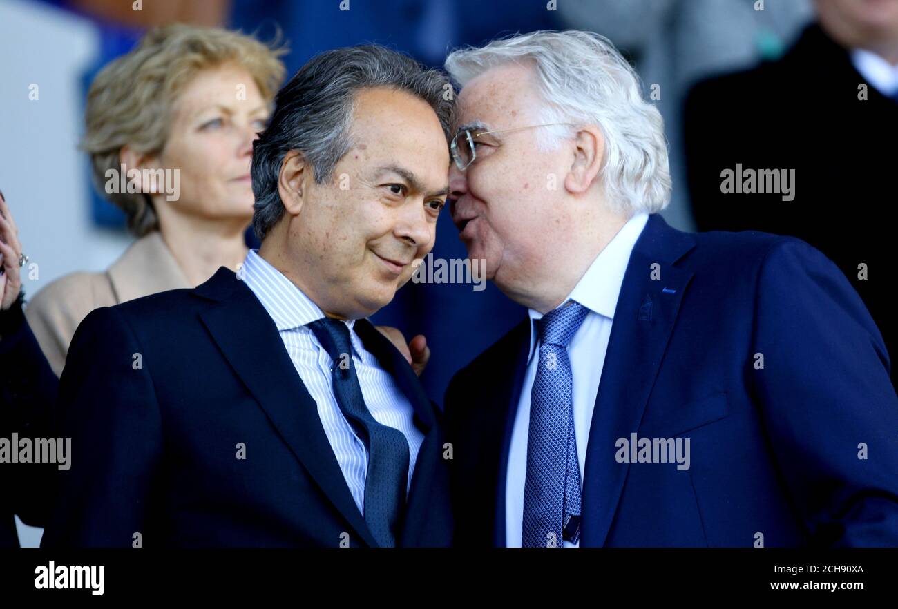 New Everton owner Farhad Moshiri (left) and Bill Kenwright before the Barclays Premier League match at Goodison Park, Liverpool. Stock Photo