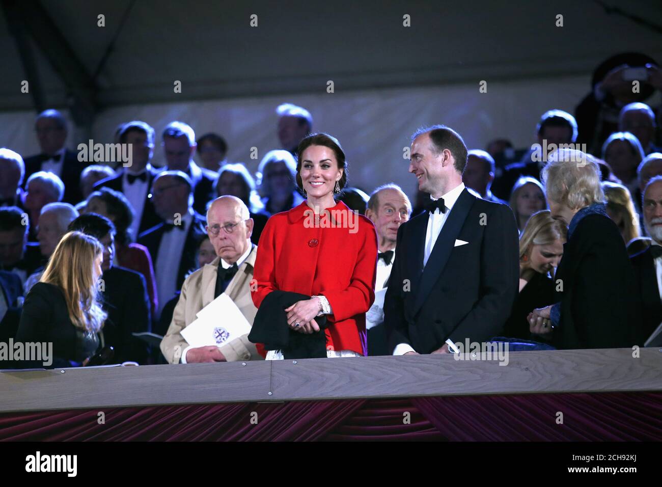 The Duchess of Cambridge during the televised celebration of the Queen's 90th birthday in the grounds of Windsor Castle in Berkshire. Stock Photo