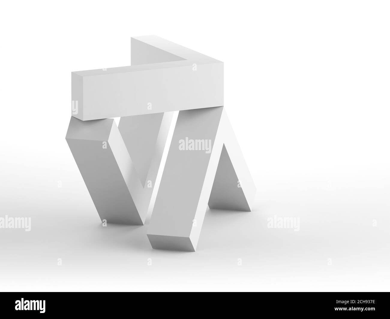 Abstract equilibrium still life installation with three corners standing on white background. 3d rendering illustration Stock Photo
