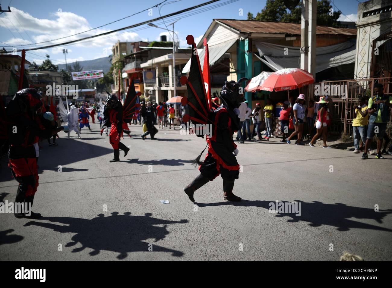 Revellers Parade Along A Street At The Carnival Of Jacmel, Haiti, February 4, 2018. Reuters/Andres Martinez Casares Stock Photo - Alamy