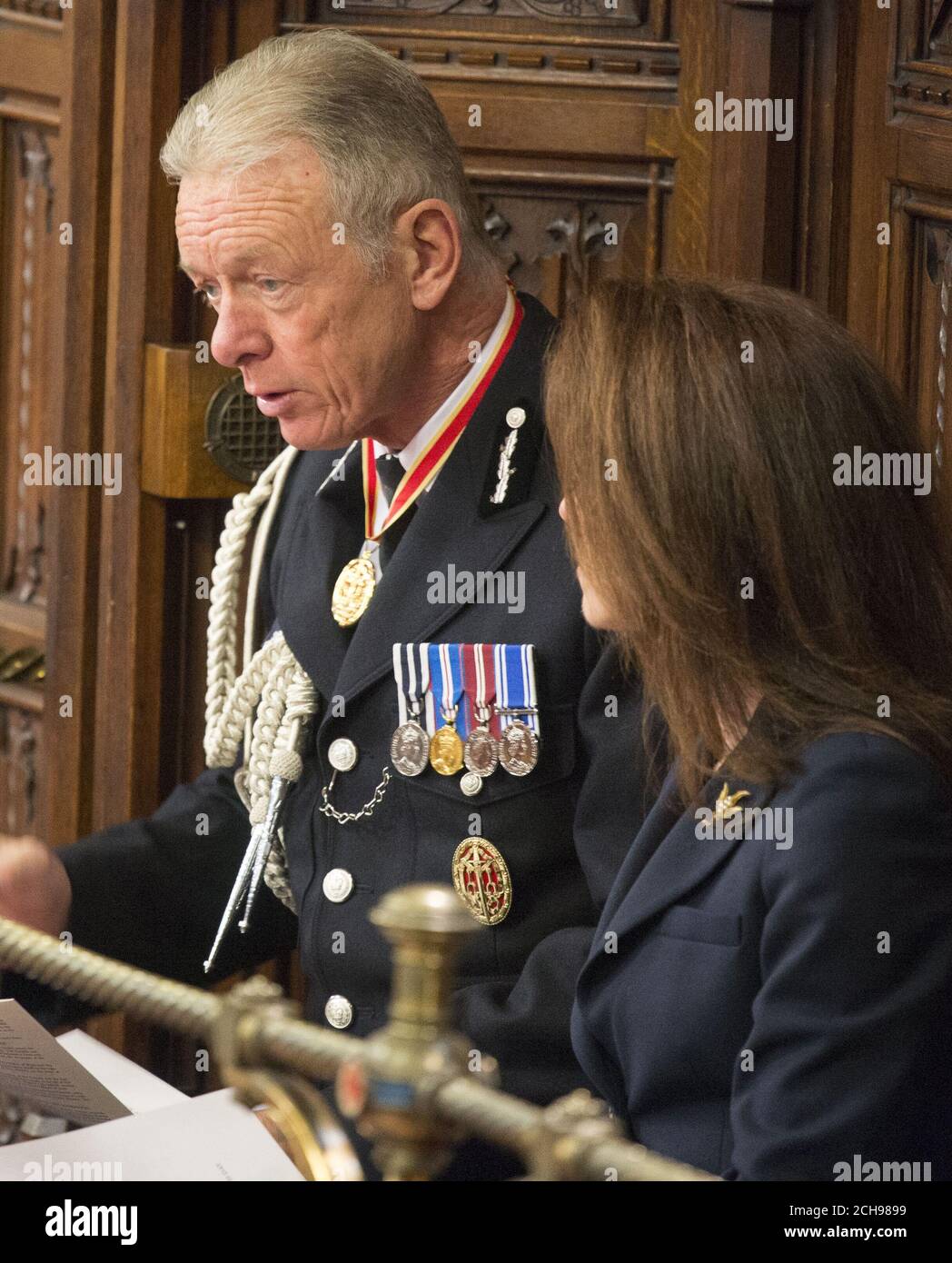 Sir Bernard HoganHowe during the State Opening of Parliament, in the