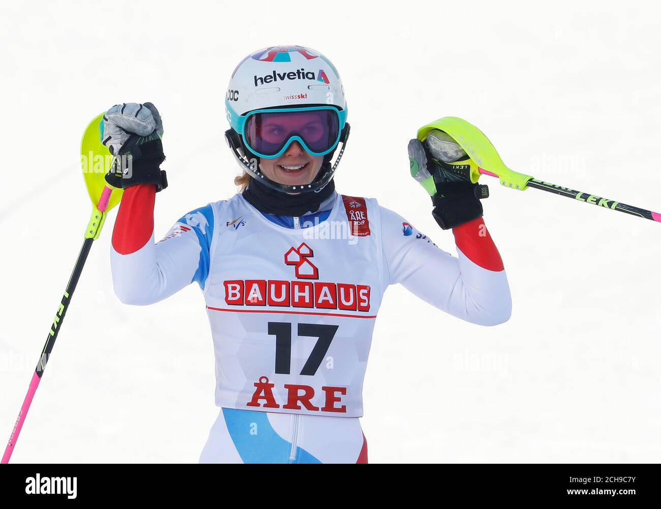 Alpine Skiing - FIS Alpine World Ski Championships - Women's Slalom - Are,  Sweden - February 16, 2019 - Switzerland's Aline Danioth reacts after  finishing. REUTERS/Leonhard Foeger Stock Photo - Alamy