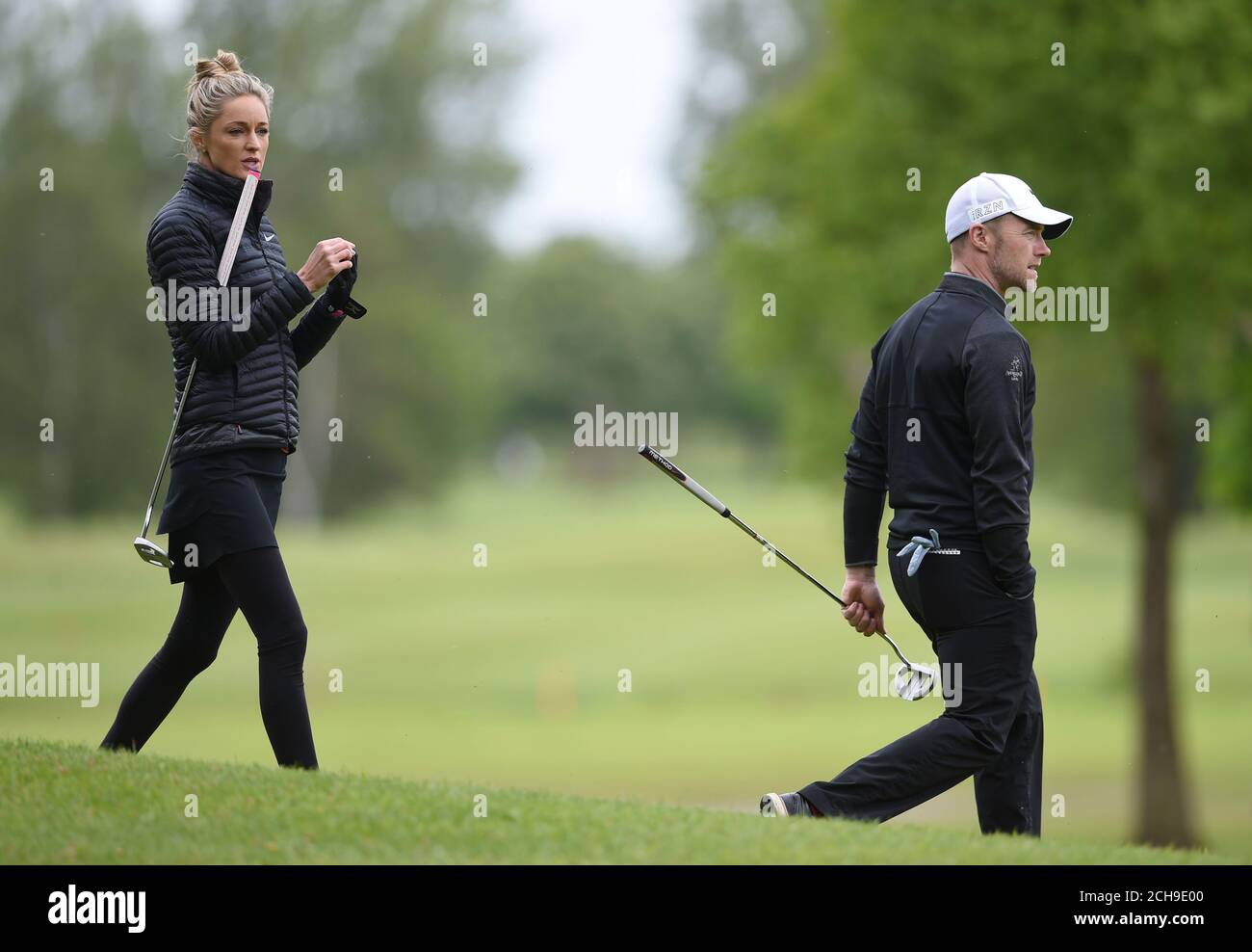 Ronan Keating and wife Storm Uechtritz take part in the ISPS HANDA Mike Tindall Celebrity Golf Classic in aid of Rugby For Heroes and The Matt Hampson Foundation, at the Belfry Golf &amp; Resort Hotel in Sutton. Stock Photo