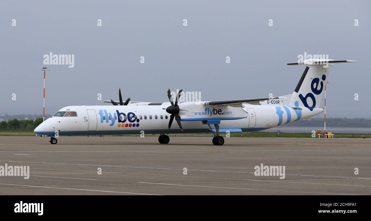A Flybe aircraft at Liverpool John Lennon Airport Stock Photo - Alamy
