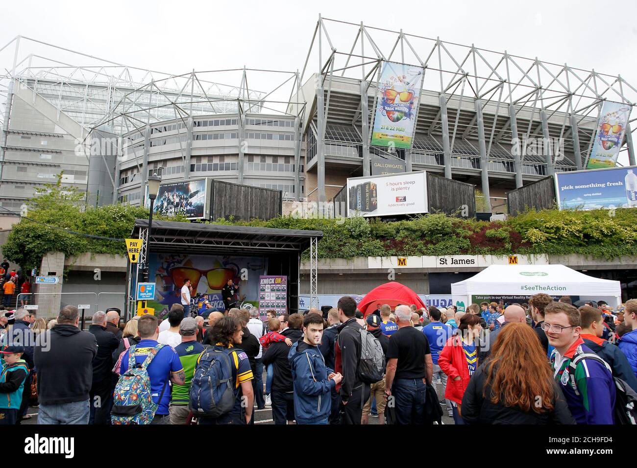 The fan zone outside Newcastle United's St James' Park before the Dacia