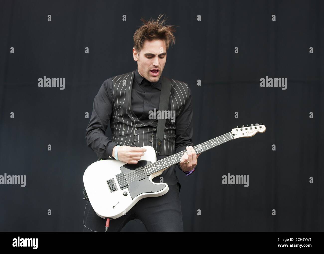 Charlie Simpson from Busted performs live on stage at the Isle of Wight Festival, Seaclose park, Newport, on the Isle of Wight. Stock Photo