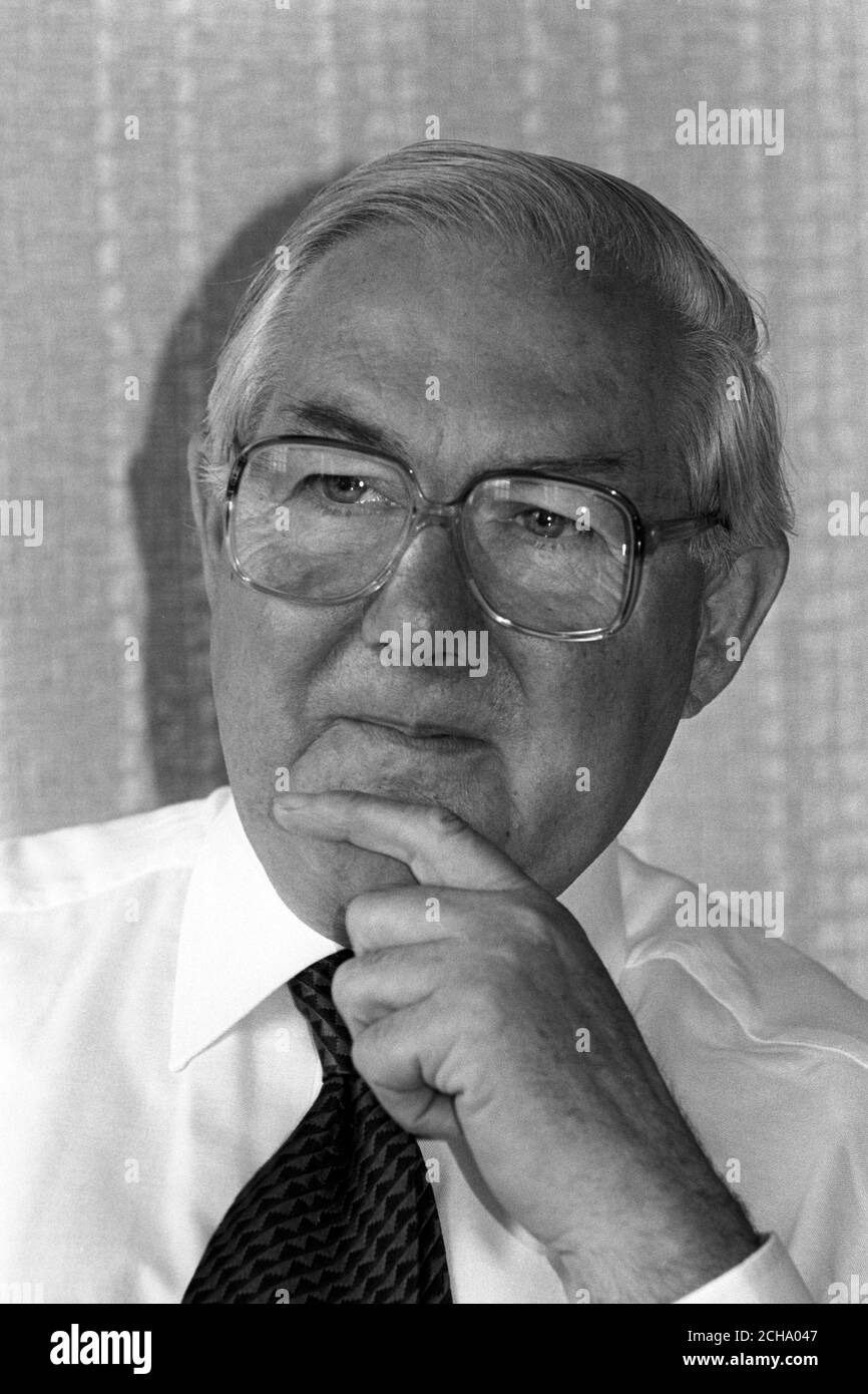 Former Labour Prime Minister James Callaghan is interviewed by the Press Association in his private room at the House of Commons, Westminster, London. Stock Photo