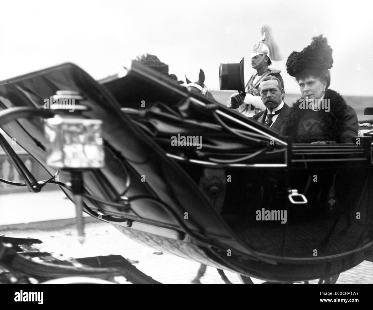 King George V and Queen Mary driving to London Hospital. Stock Photo